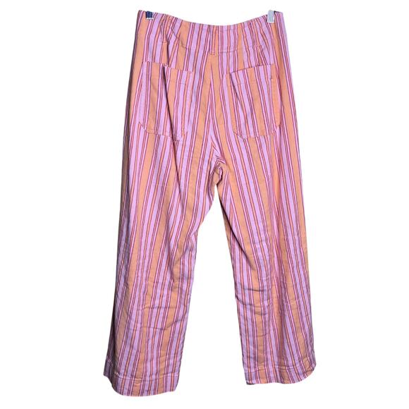 Anthropologie Maeve The Colette Stripe Pant Pink Orange - Picture 6 of 8
